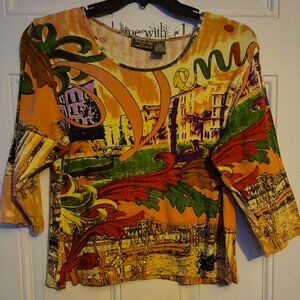 Ladies Top. 100% cotton. Size 2X .Colorful : )